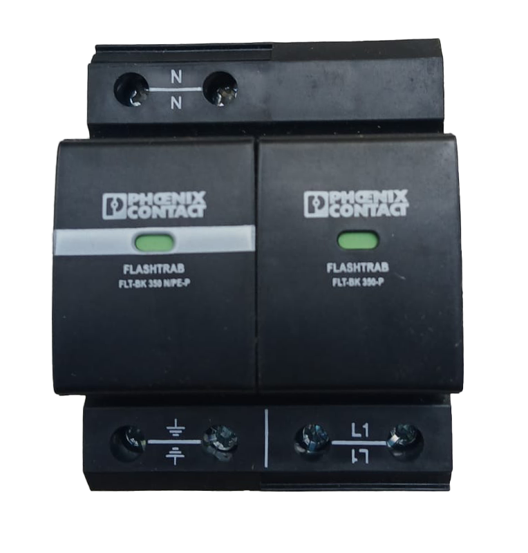 Type 1 +2 Single Phase Flashtrab SPD Combined Lightning Current and Surge Arrester, SPN FLT-BK 350/1+1/FM Phoenix SPD 2906390